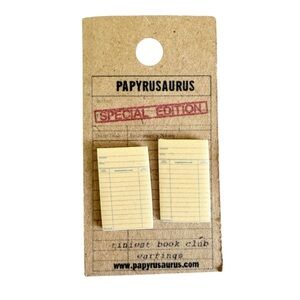Papyrusaurus Tiniest Book Club Earrings - Library Cards NWT